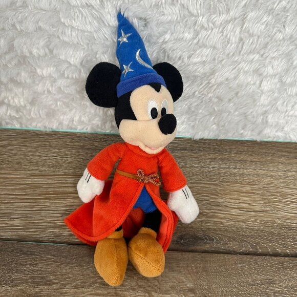 Disney Mickey Mouse Sorcerers Apprentice Plush Toy 10" Red Robe & Blue Hat Colle - Picture 1 of 7